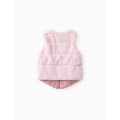 PATPAT Toddler Girl Trendy Button Design Fuzzy Faux Fur Vest Coat Pink