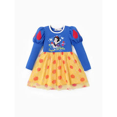 Patpat Disney Princess Toddler Girl 1pc Snow White Floral Apple Puff Sleeve Dress
