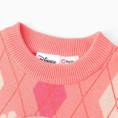 Patpat Disney Princess Toddler Girl 1pc Moana Ariel Rapunzel Cinderella Rhombus Pullover Sweater Coral