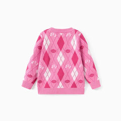 Patpat Disney Princess Toddler Girl 1pc Moana Ariel Rapunzel Cinderella Rhombus Pullover Sweater pink