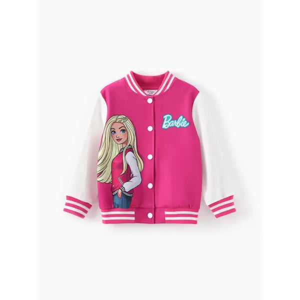 PATPAT Barbie Outfit Toddler/Kids Girls Naia™ Letter Print Colorblock Lightweight Bomber Jacket reseo