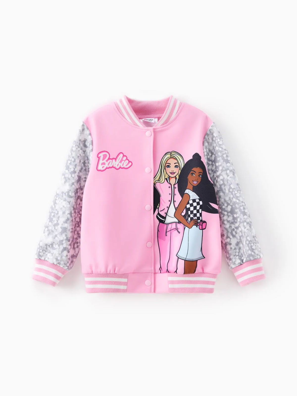 PATPAT Barbie Outfit Toddler/Kids Girls Naia™ Letter Print Colorblock Lightweight Bomber Jacket Pink