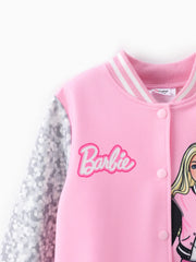 PATPAT Barbie Outfit Toddler/Kids Girls Naia™ Letter Print Colorblock Lightweight Bomber Jacket Pink