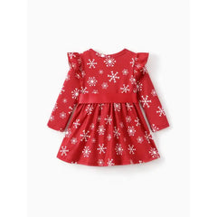 Patpat Disney Mickey and Friends Toddler Girl Christmas Full Print Bow Tie Long-sleeve Dress Red 2