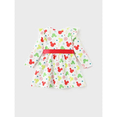 Patpat Disney Mickey and Friends Toddler Girl Christmas Full Print Bow Tie Long-sleeve Dress Colorful