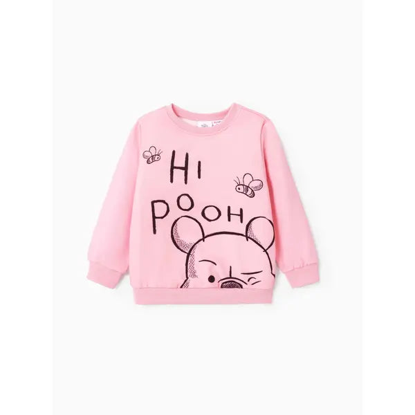 Patpat Disney Winnie the Pooh Toddler Girl Character Print Long-sleeve Sweatshirt pink