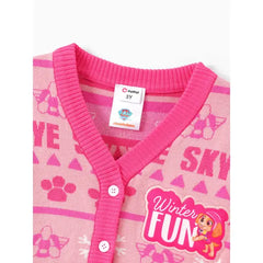 PATPAT PAW Patrol Toddler Boy/Girl 2pcs Chase/Skye Christmas Snowflake Paw Allover Print Knitwear With Hat Pink