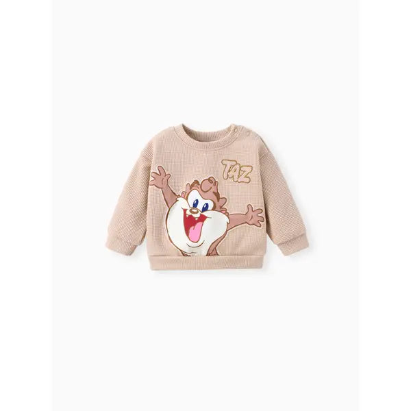 Patpat Looney Tunes Baby Boy/Girl 2pcs Character Embroidered Long-sleeve Knitted Top And Pants Set Brown