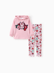 Disney Mickey and Friends Toddler Girl 2pcs Naia™ Minnie Floral Print Long-sleeve Hoodie And Leggings Set Pink