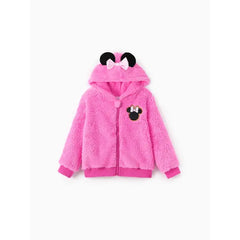 PATPAT Disney Mickey and Friends Toddler Girl 1pc Minnie Plush Bowknot 3D Ears Hooded Long-sleeve Coat Pink