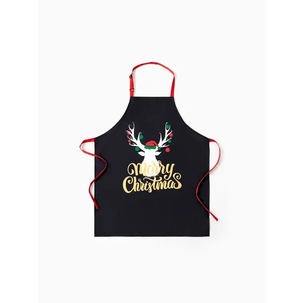 PATPAT Matching Kitchen Apron for Family Cookie Making Crew Aprons Christmas Reindeer Pattern Waterproof Kid