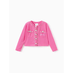 PATPAT Barbie Outfits Toddler/Kid Girl 2pcs Cotton Knitted Pearl Button Cardigan And Flared Pants Set Pink