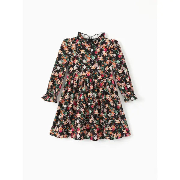 Patpat Toddler Girl Sweet Floral Ruffle Dress multicolor