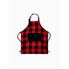 PATPAT patpat Christmas Apron Red&Black Plaid 100% Cotton Kitchen Matching Aprons for Family Adult