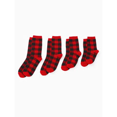 PATPAT Christmas Socks Family Matching Classic Red&Black Plaid Socks for woman