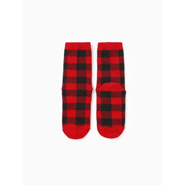 PATPAT Christmas Socks Family Matching Classic Red&Black Plaid Socks for woman