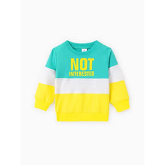 Patpat 2pcs Toddler Boy Letter Print Colorblock Cotton Pullover Sweatshirt and Pants Set