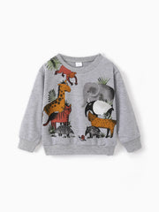 Patpat 2pcs Toddler Boy Animal Pattern Patch Pocket Set Gray