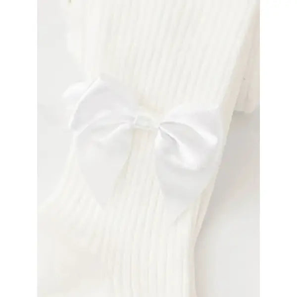 PATPAT Baby / Toddler / Kid Bowknot Solid Tights White