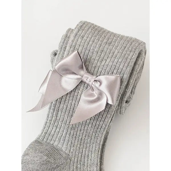 PATPAT Baby / Toddler / Kid Bowknot Solid Tights Grey