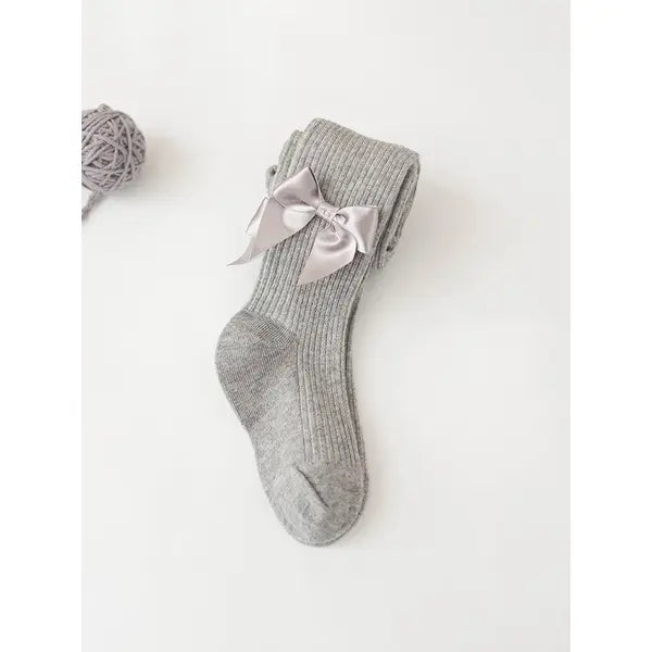 PATPAT Baby / Toddler / Kid Bowknot Solid Tights Grey