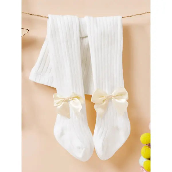 Baby / Toddler / Kid Solid Bowknot Stockings White