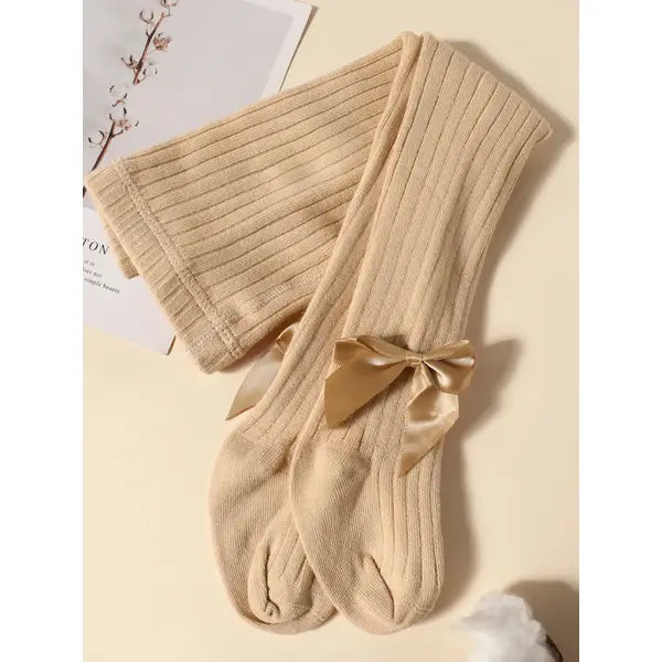 Baby / Toddler / Kid Solid Bowknot Stockings Khaki