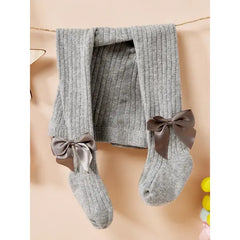 Baby / Toddler / Kid Solid Bowknot Stockings Light grey