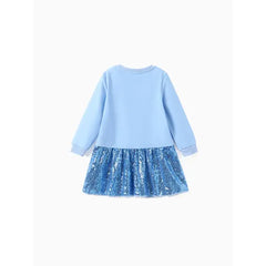 PATPAT Disney Frozen Toddler Girl 1pc Elsa Anna Sequin Ruffle Dress Blue