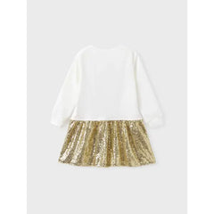 PATPAT Disney Frozen Toddler Girl 1pc Elsa Anna Sequin Ruffle Dress Gold