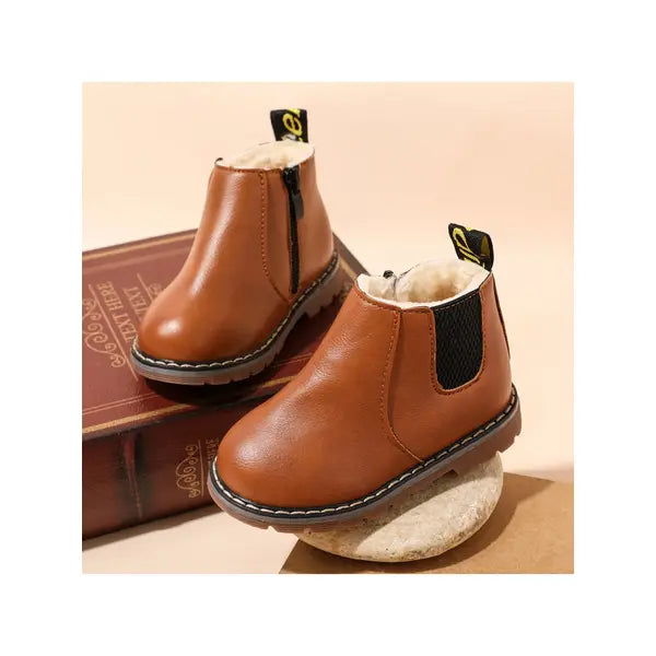 Patpat Toddler / Kids Classic Solid Casual Vintage Boots cofee