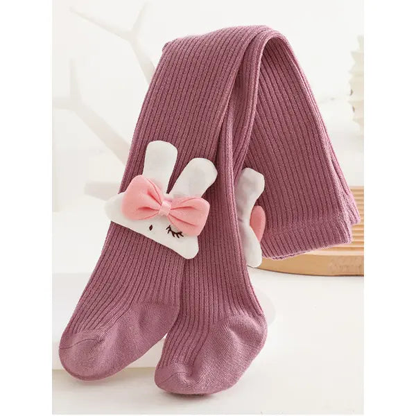 PATPAT Baby / Toddler / Kid Cartoon Rabbit Decor Solid Color Pantyhose Tights Lavender