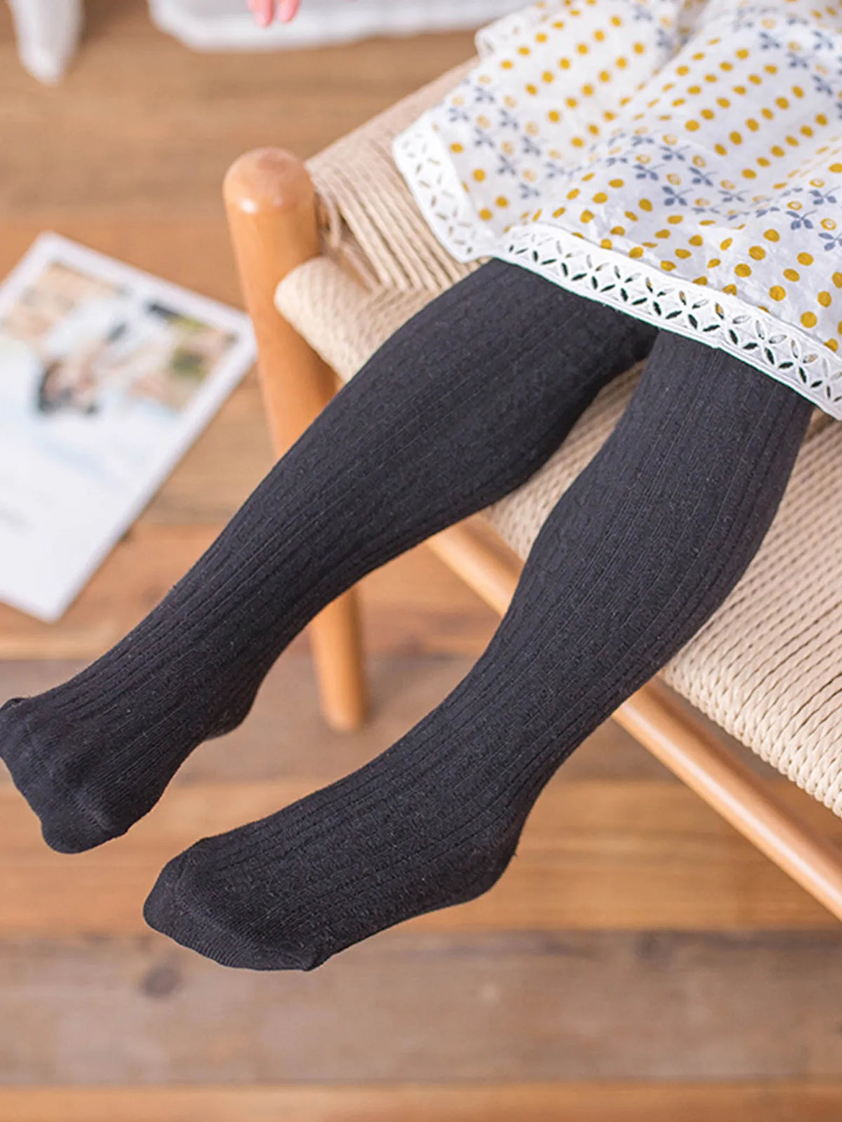 PATPAT Baby / Toddler Girl Casual Solid Knitted Warm Pantyhose Black
