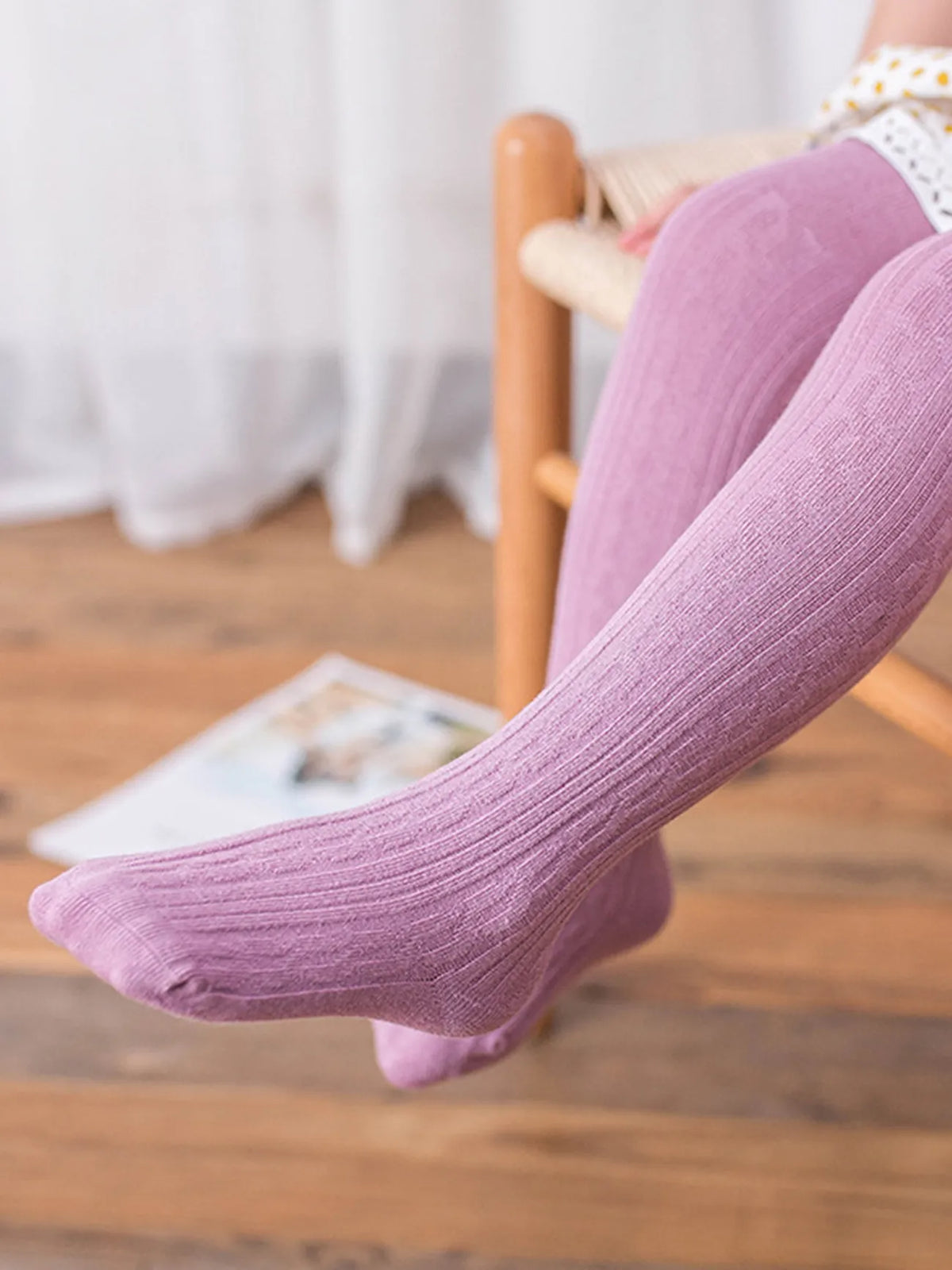 PATPAT Baby / Toddler Girl Casual Solid Knitted Warm Pantyhose Pink