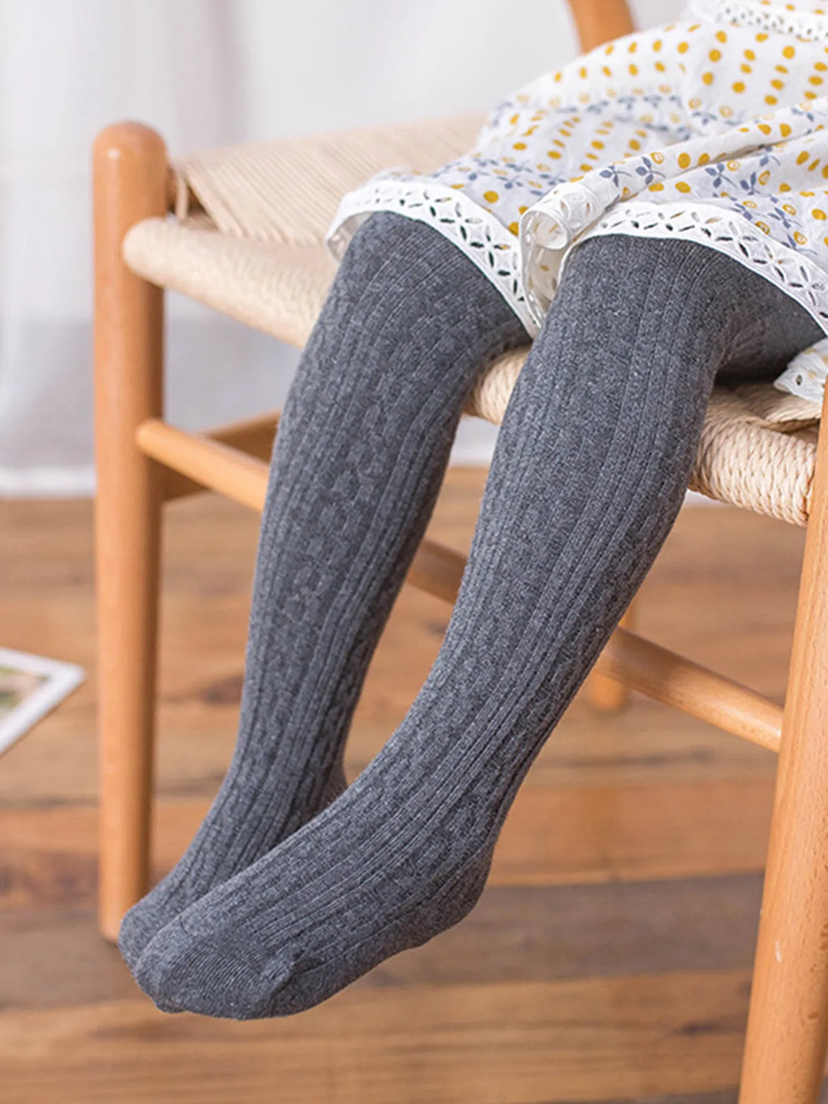 PATPAT Baby / Toddler Girl Casual Solid Knitted Warm Pantyhose Dark grey
