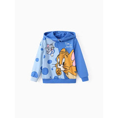 PATPAT Tom and Jerry Toddler Boy 2pcs Colorblock Long-sleeve Hoodies And Pants Set Blue