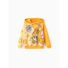 PATPAT Tom and Jerry Toddler Boy 2pcs Colorblock Long-sleeve Hoodies And Pants Set Yellow