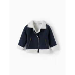 PATPAT Toddler Girl/Boy Lapel Collar Zipper Fuzzy Berber Fleece Coat Blue