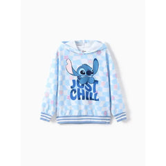 PATPAT Disney Stitch Kid Girl 1pc Checkered Floral Hoodies Blue