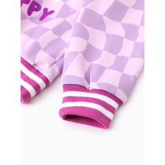PATPAT Disney Stitch Kid Girl 1pc Checkered Floral Hoodies Blue Purple