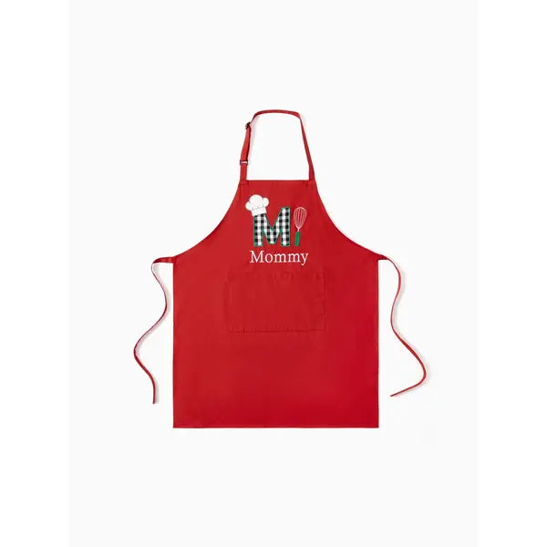 PATPAT Mommy and Me Red Christmas Aprons 100% Cotton Embroidered Baking Theme Women