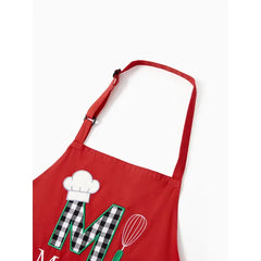 PATPAT Mommy and Me Red Christmas Aprons 100% Cotton Embroidered Baking Theme Women