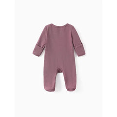 Patpat Baby Boy/Girl Ribbed Long-sleeve Footed Snap Jumpsuit Purple