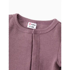 Patpat Baby Boy/Girl Ribbed Long-sleeve Footed Snap Jumpsuit Purple