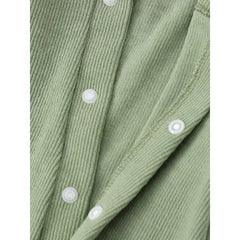 Patpat Baby Boy/Girl Ribbed Long-sleeve Footed Snap Jumpsuit green