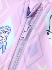 PATPAT Disney Frozen Toddler Girl 1pc Elsa Anna and Olaf Snowflake Allover Print Hooded Jacket pinkpurple