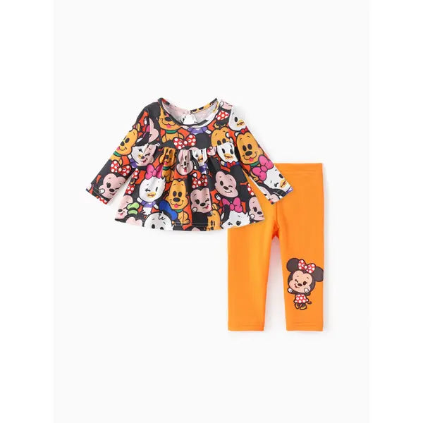 PATPAT Disney Mickey and Friends Baby/Toddler 2pcs Top and Leggings Set Brown