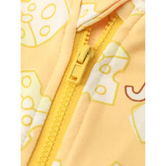 Patpat Tom and Jerry Baby/Toddler 1pc 3D Character Embroidered Hooded Paw/Cheese Allover Print Jacket yellow