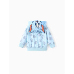 Patpat Tom and Jerry Baby/Toddler 1pc 3D Character Embroidered Hooded Paw/Cheese Allover Print Jacket Blue