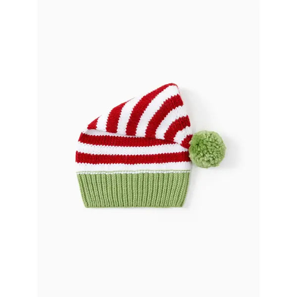 PATPAT Christmas Hat Crochet Red&Green Striped Knit Hat Matching for Family/Adult